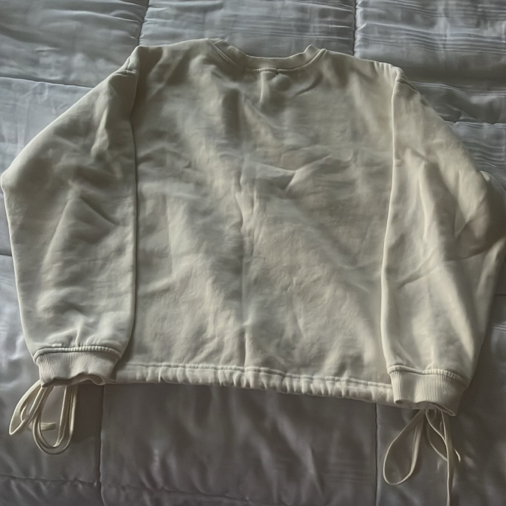 Cream Sweatshirt with Drawstring Hem - Picture 4 of 4